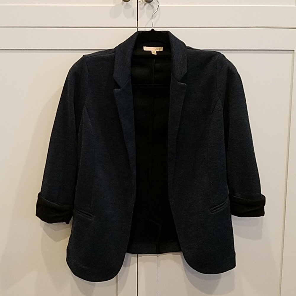 3/4 Sleeve Blazer Dark Blue w/Black Details